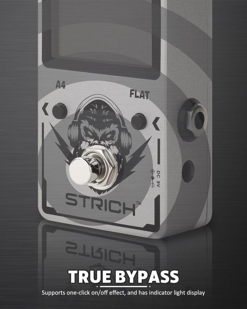STRICH Tuner Pedal, Silver, Compact with Large Color Screen - Precision Chromatic Drop Tuning, 430-450Hz A4, True Bypass for Electric Guitar & Bass - Image 5